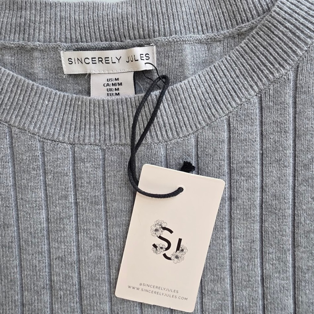 Sincerely Jules Ribbed Knit Sweater Vest M Scandi Minimal Layering